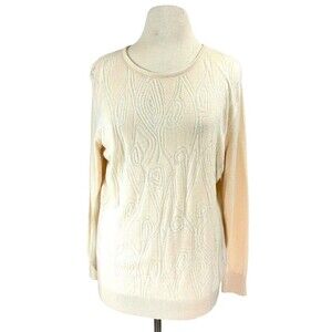 Reiss Sweater Womens Medium Peach Wool Blend Pullover Nessa Crew Neck Soft Geo